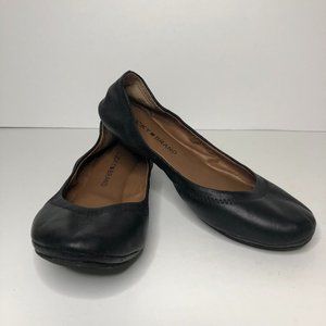 Lucky Brand Comfy Black Leather Emmie Ballet Flats Feminine Classic Trending